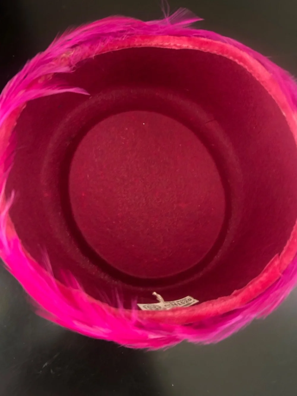 Hot Pink Feather Hat. USA Label with # 341520 .Vintage.